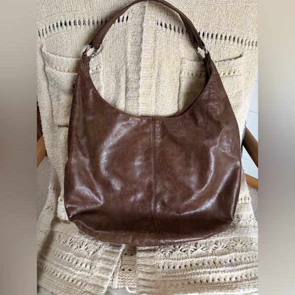 Hobo International Camel Brown Soft Leather Boho Shoulder Bag Purse w Silver Hdw - Picture 5 of 9
